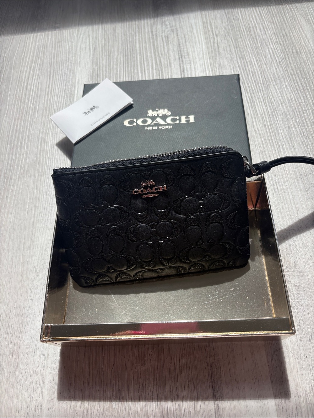 Coach Black Embossed Signature Wristlet